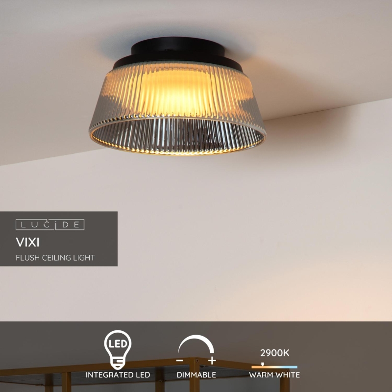 Lucide VIXI - Zapustené stropné svietidlo - Ø 35 cm - LED Rozm. - 1x18W 2700K - Smoke Grey